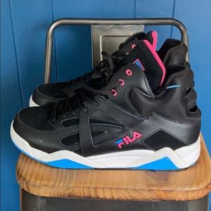 Fila Black High Tops W/ Pink and Blue Accents